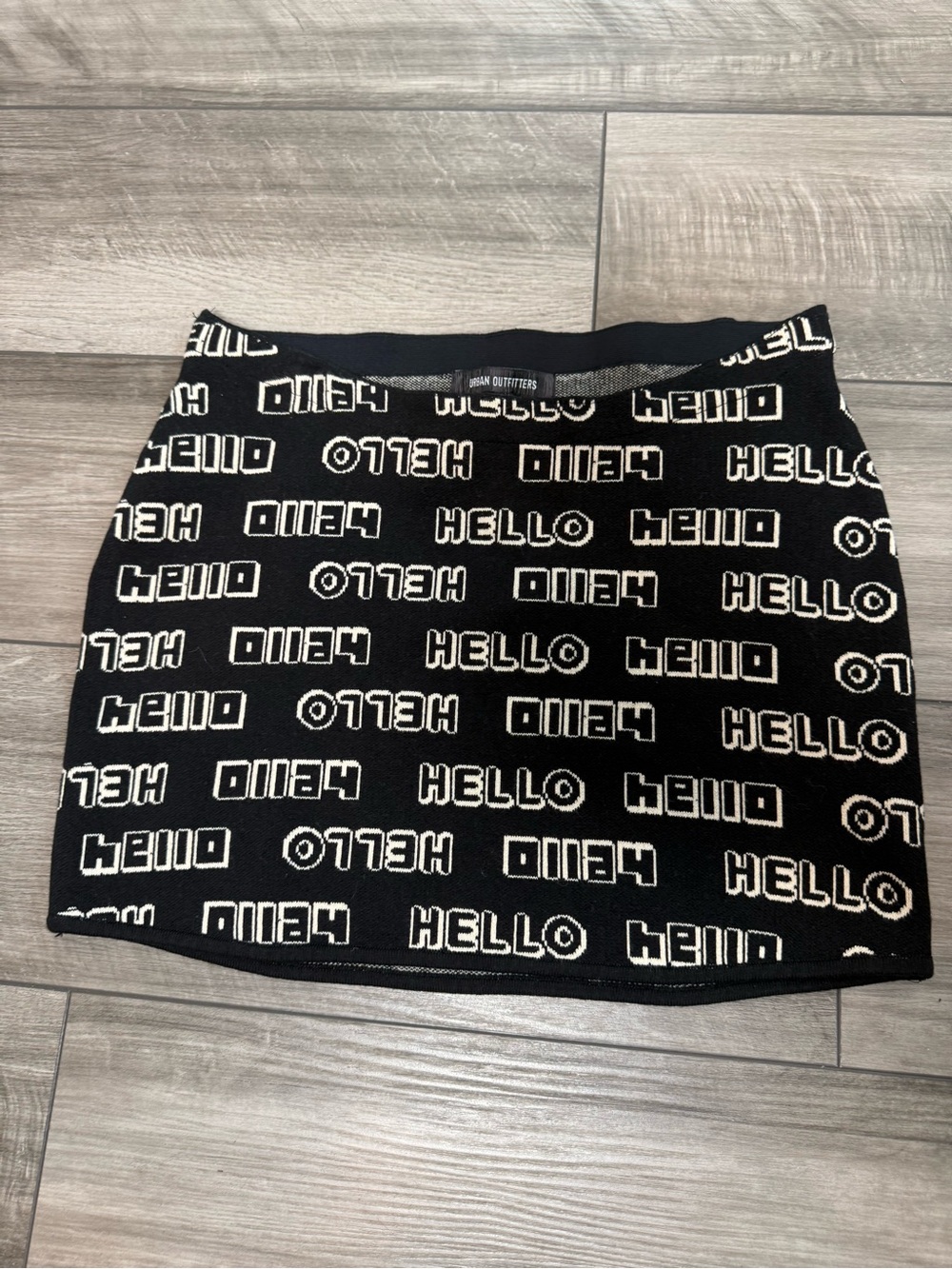 Urban Outfitters Black Mini Skirt with White 'HELLO' Graphic